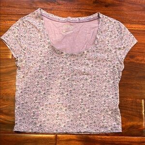 PacSun Purple Cropped Flower T-Shirt